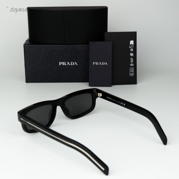 Prada Women Sunglasses Black Grey Rectangle PRB11S 16K731 NEW AUTHENTIC - Picture 8 of 10
